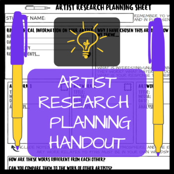Preview of Artist research planning handout / poster / template