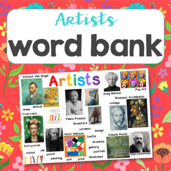 Preview of Artists topic vocab and word bank