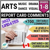 Arts Ontario Report Card Comments | Visual Arts, Music, Da