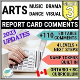 Grade 3 Ontario ART Report Card Comments Music Dance Drama
