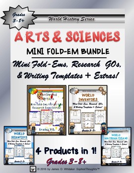 Preview of Arts and Sciences Mini Fold-Em Research and Activities Bundle