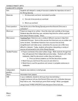 Preview of Arts of Shang Dynasty lesson plan