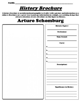 Preview of Arturo Schomburg "History Brochure" Worksheet & WebQuest