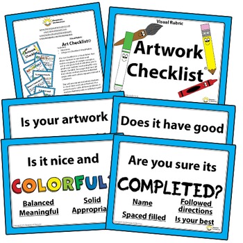 Preview of Mini Printable Poster - Artwork Checklist Visual Arts Rubric - Elementary Art