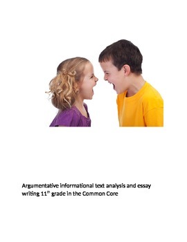 Preview of Arument analysis and writing in the Common Core