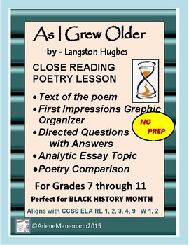 Preview of LANGSTON HUGHES - "As I Grew Older" - Close Reading