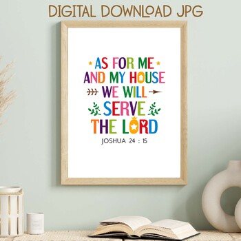 Preview of As for me and my house we will serve the Lord. Bible verse poster wall art