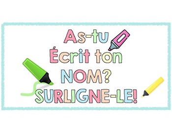 Preview of As-tu écrit ton nom?