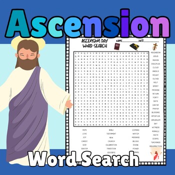 Preview of Ascension Day of Jesus word Search Vocabulary Hard for 1st 2nd 3rd-6th
