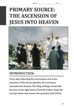 Preview of Ascension of Jesus: Acts 1 (KJV) Primary Source & Questions