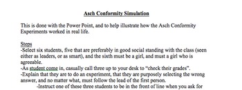 Preview of Asch Conformity Simulation for Sociology/Psychology