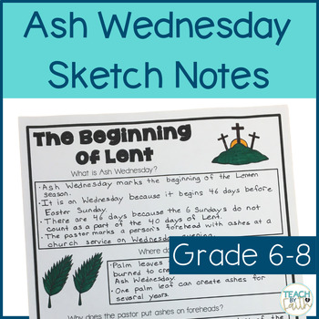 Preview of Ash Wednesday Bible Lessons Sketch Notes for Middle School