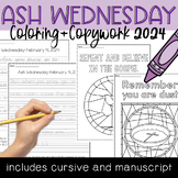 Ash Wednesday Coloring and Copywork FREEBIE for Lent - Manuscript and Cursive