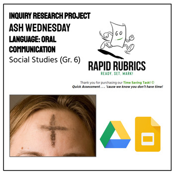 Preview of Ash Wednesday - Language - Presentation Prompts Rapid Rubrics