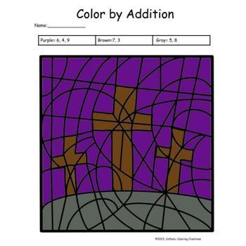 Ash Wednesday/Lenten Color by Number Addition Fact Activity Worksheets