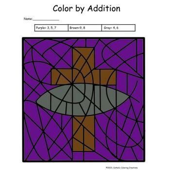 Ash Wednesday/Lenten Color by Number Addition Fact Activity Worksheets