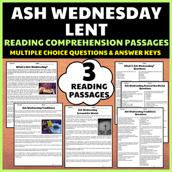 Preview of Ash Wednesday Reading Comprehension Passages with Multiple Choice Questions