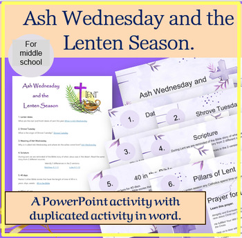 Preview of Ash Wednesday and Lent PowerPoint and Word activity for Teenagers