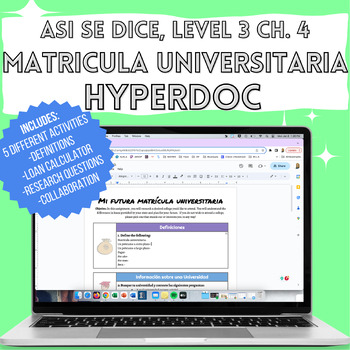 Preview of Asi Se Dice - Los Quehaceres - Matricula Universitaria Hyper Doc