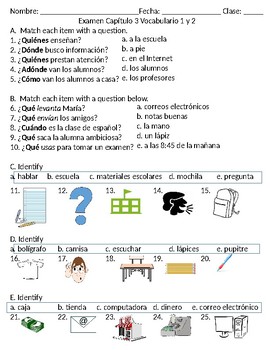 Asi se dice! Level 1 Chapter 3 Vocabulary 1 & 2 quiz by Garcia's Electives