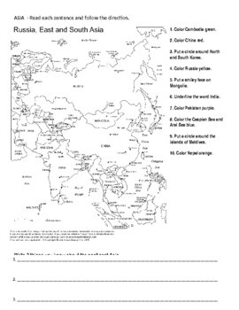 Preview of Asia (7 pages, Worksheets, Maps, Maze, Coloring Sheets)