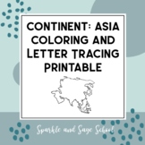 Asia Continent Coloring and Letter Tracing Page Printable 