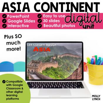 Preview of Asia Continents Study through PowerPoint Google Slides Seesaw