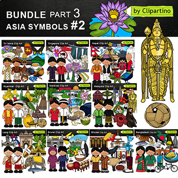 Preview of Asia #2 Countries Clip art Bundle - PART 3