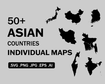 Preview of Asia Country Maps SVG Bundle Set - Countries Nation National Map, eps png jpg ai