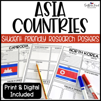 Preview of Asia Country Research Project Posters - Printable & Digital