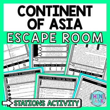 Preview of Asia Escape Room Stations - Reading Comprehension Activity - World Geography