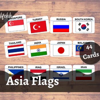 Preview of Asia Flags - 44 Flash Cards | Homeschooling | Montessori Geography