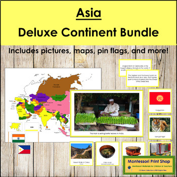 Preview of Asia Deluxe Continent Bundle (Color Borders) - Montessori Geography