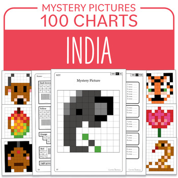 Preview of Asia India Hundred Charts Math Mystery Pictures: Place value, Add, Subtract