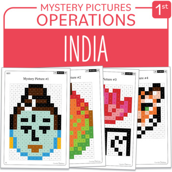 Preview of Asia - India Math Mystery Pictures Grade 1: Operations