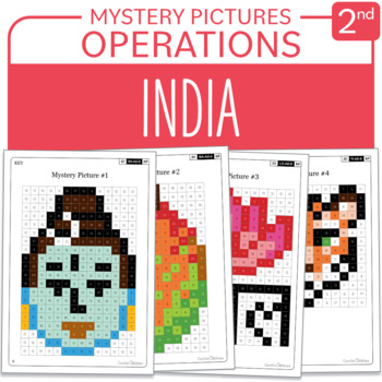 Preview of Asia - India Math Mystery Pictures Grade 2: Operations