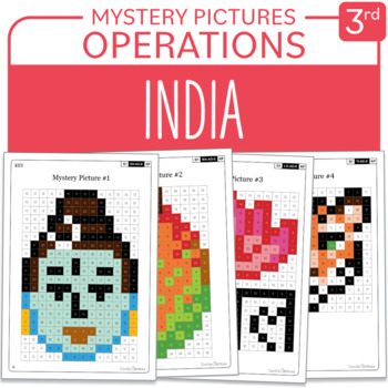 Preview of Asia - India Math Mystery Pictures Grade 3: Operations