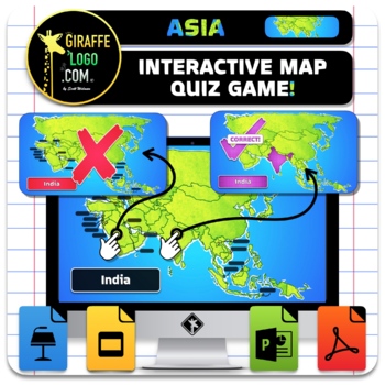 Preview of Asia Interactive World Geography Game & Map Quiz