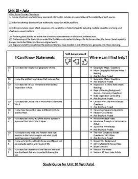 Preview of Asia Learning Targets and Study Guide