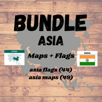 Preview of Asia MAPS & FLAGS BUNDLE | 93 Flash Cards | Geography Montessori