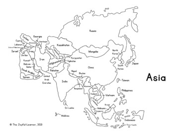 Asia Map (Montessori Colors) Printable - Includes tracing sheets