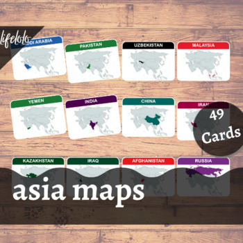 Preview of Asia Maps - 49 Flash Cards | Homeschooling | Montessori Geography