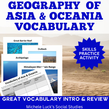 Preview of Asia & Oceania Vocabulary Activity | Physical Geography Analysis Activity
