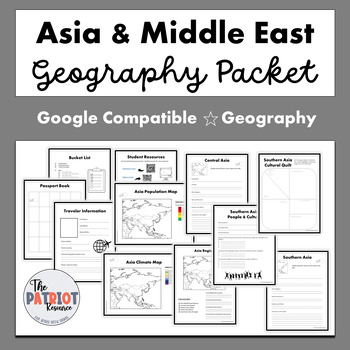Preview of Asia & The Middle East Geography Activities Packet  (Google)