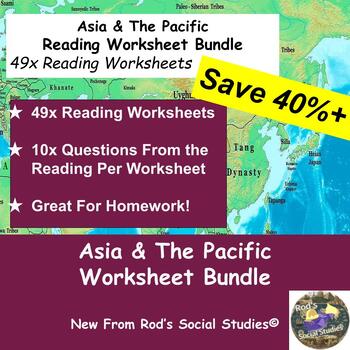 Preview of Asia & The Pacific Chapter Reading Worksheet Bundle **Editable**