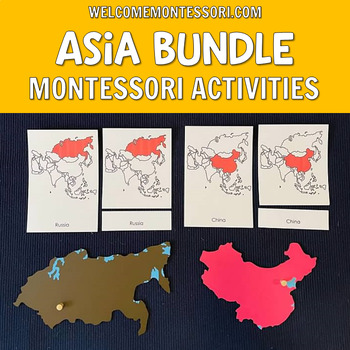 Preview of Montessori Asia Continent Unit Bundle: Geography, Life Cycles, Food, Map Work
