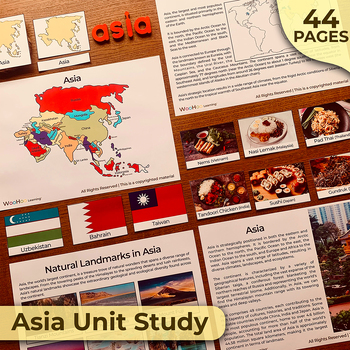 Preview of Asia Unit Study, Asia Activity Bundle, Asia Continent Montessori Unit Study