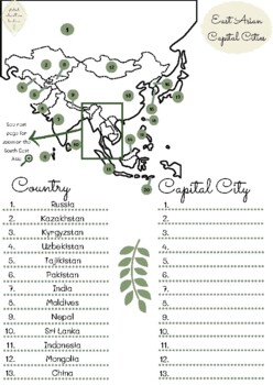 Preview of Asia country and capital cities worksheets with differentiated activities