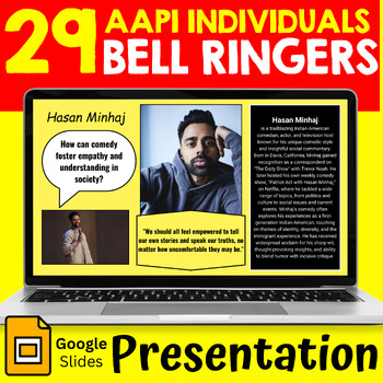 Preview of Asian American Heritage Month Bell Ringers - 29 Daily Google Slides Presentation