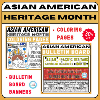 Preview of Asian American Heritage Month Coloring pages&Bulletin Board Banners BUNDLE